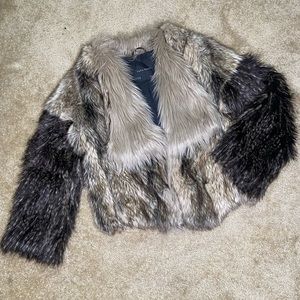 Zara faux fur cropped jacket, size medium